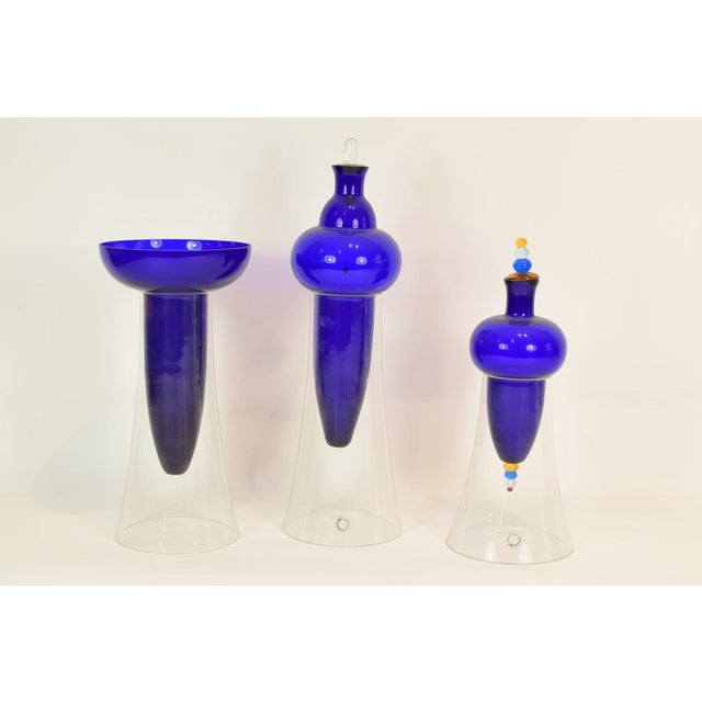 Glass Triptych Vases by Carlo Nason, Italy, 1990, Set of 3 For Sale - Image 7 of 8
