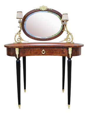 Dressing Table with 2 Arms of Lights Marquetry and Gilt Bronze, 1890s