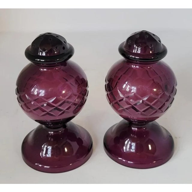 Antique Bohemian Amethyst Cut Glass Hatpin Holders — A Pair, c.1900 For Sale In Raleigh - Image 6 of 7