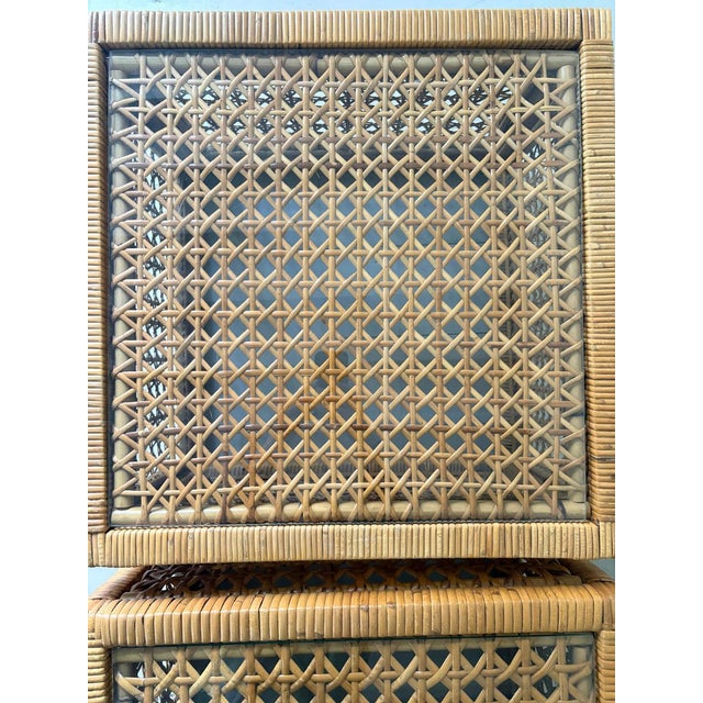 Mid-Century Rattan Cube Coffee Table with Glass Top from Habitat, Britain, 1960s For Sale - Image 4 of 15