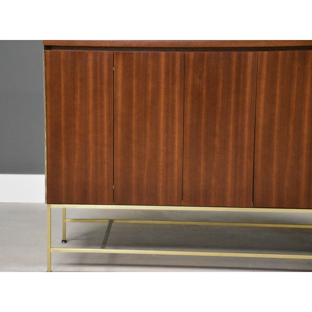 Brass 1960s Refinished Paul McCobb Calvin Mahogany and Brass 60” Credenza For Sale - Image 8 of 10