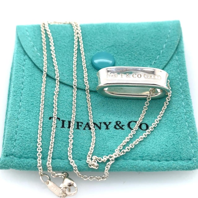 Silver Tiffany & Co. Sterling Silver 1837 Oval Loop Pendant Necklace 13.21g For Sale - Image 8 of 8