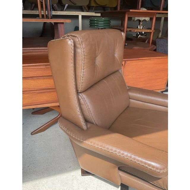 Mid-Century Modern Mid-Century Modern Danish Bison Leather Armchair For Sale - Image 3 of 18