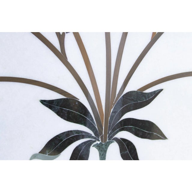 Marble Gemstone Inlay Campanula Wall Panel For Sale - Image 9 of 12