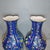 Ceramic Pair of Chinese Deep Blue Famille Rose Plum Blossom Floral Vases, Chinoiserie Decor Vessels For Sale - Image 7 of 9
