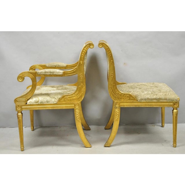 Late 20th Century Neoclassical Regency Style Gold Carved Wood Dining Room Chairs - Set of 10 For Sale - Image 14 of 18