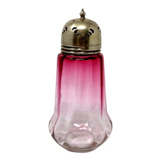 Antique Cranberry Glass Sugar Shaker | Fluted Panel Muffineer For Sale