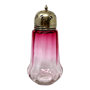 Antique Cranberry Glass Sugar Shaker | Fluted Panel Muffineer