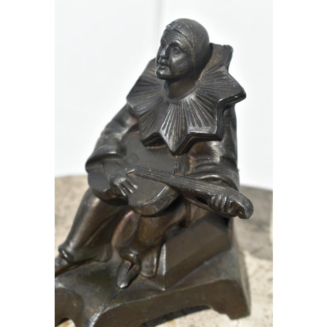 Vintage Spelter Jester Figure W/Guitar in a Bronze Finish For Sale - Image 9 of 11