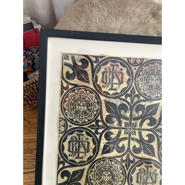 Contemporary Shepard Fairey Ap Rise Above Peace Patterns Hand Painted Mixed Media Collage Ap 1/1 2006 For Sale - Image 3 of 12