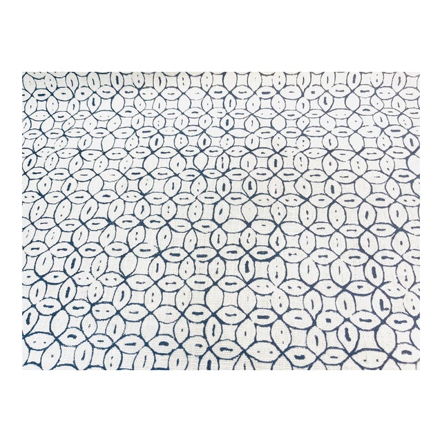 Quadrille China Seas Melong Batik Navy Blue on Tint Fabric For Sale