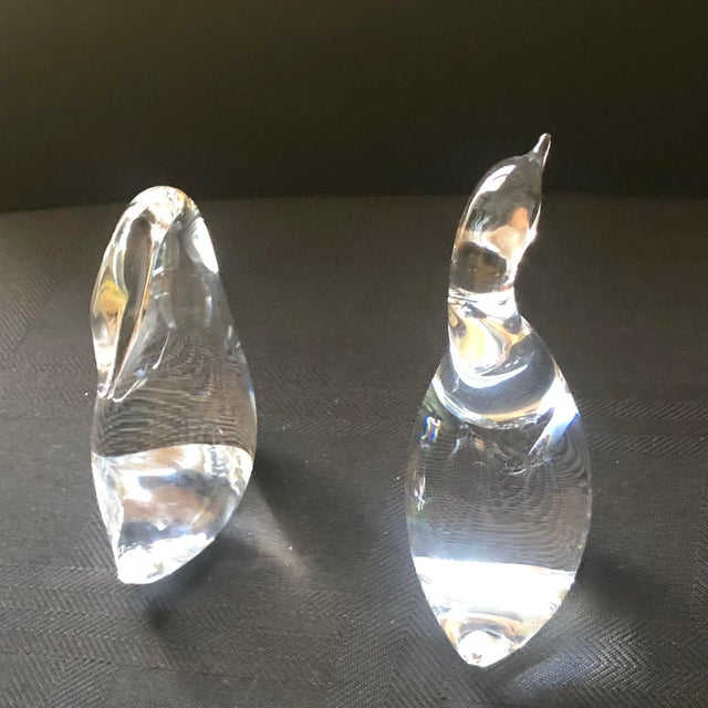 Lloyd Atkins Mid-Century Modern Steuben Solid Crystal Waterfowl Figurines - Pair For Sale - Image 4 of 8