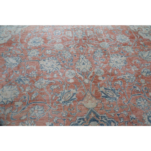 Gorgeous Antique Tribal Rug – Soft Coral & Dusty Blue Palette Rug for Floor -8'' 5'' X 11' 9'' For Sale - Image 9 of 12