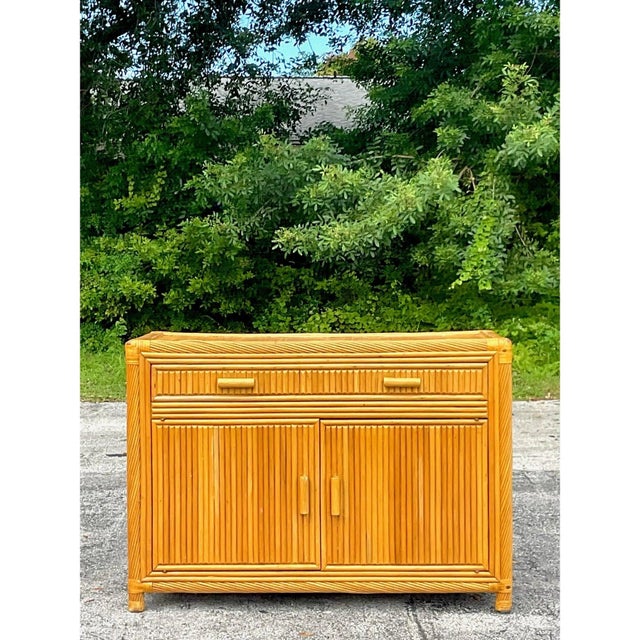 Late 20th Century Vintage Coastal Twisted Pencil Reed Credenza For Sale - Image 14 of 14