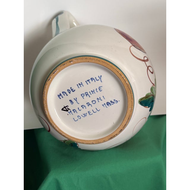 1940's Italian Vintage Hand Painted "Made in Italy Prince Macaroni Spaghetti" Lowell Mass Pitcher For Sale - Image 11 of 16