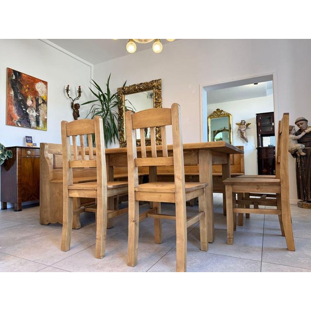 Brown Farmhouse-Style Corner Bench Set in Spruce, Set of 5 For Sale - Image 8 of 14