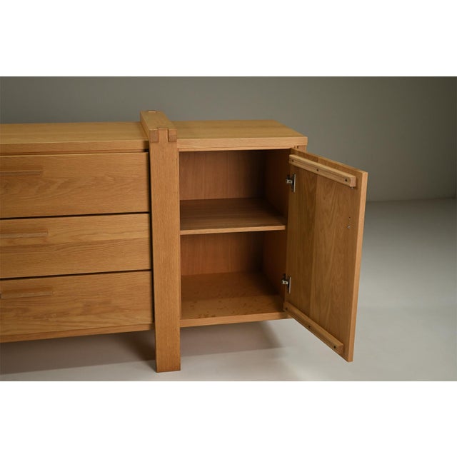 Brown Brutalist Oak Sideboard, Belgium, 1990s For Sale - Image 8 of 9