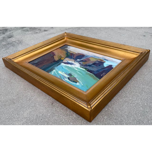 Contemporary Jeanette Le Grue California Coastal Impressionist Oil Painting in Gilt Frame For Sale - Image 3 of 11