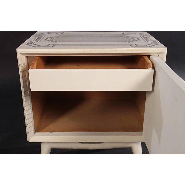 Pair of Architectural Hand Painted End Tables in the Fornasetti Manner For Sale - Image 4 of 7