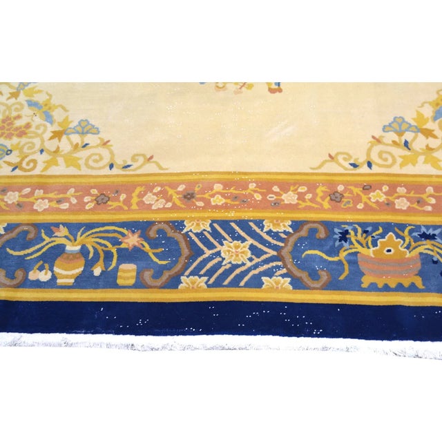 1960s Vintage Chinese Art Deco,09'08'' X 13'09'' For Sale - Image 5 of 6