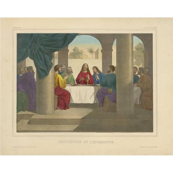 Becquet Freres, Religious Scene No.26: The Institution of the Eucharist, 1840, Print For Sale - Image 10 of 10