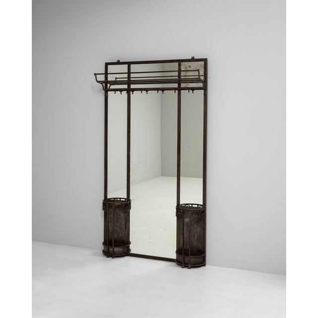 1910s French Wrought Iron Mirror With Coat Rack & Stand For Sale - Image 18 of 18