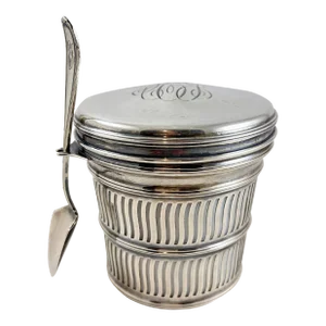 MacLaren’s Imperial Milk Glass Cheese Jar & Sterling Silver Server Set