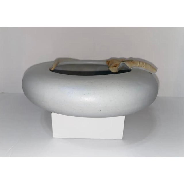 Mid 20th Century Vintage Mid Century Modern Art Nouveau / Deco Art Pottery Bowl Lily Pad Decoration With Impressed Mark Newcomb Style For Sale - Image 5 of 12