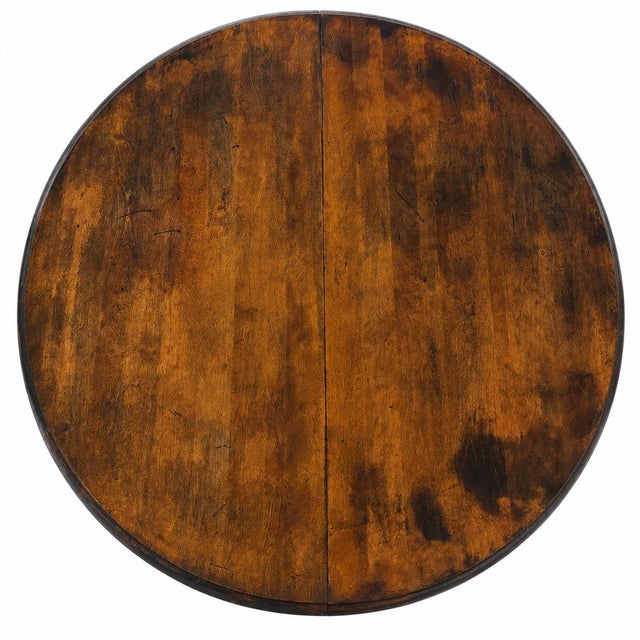 Wood 20th Century Colonial Revival Pedestal Dining Table | Old Town Chapel™ Aged Hickory | Extending 42” Round to 54” Oval For Sale - Image 7 of 8
