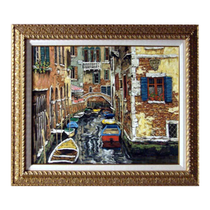 Viktor Shvaiko Boats of Venice Framed Canvas Hand Signed Fine Art, Make Offer