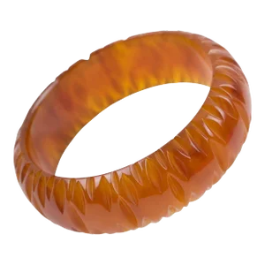 Carved Bakelite Bracelet Bangle Cinnamon Brown Marble Color