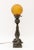 Art Deco Figural Amber Glass Globe Shade Lamp For Sale - Image 4 of 10