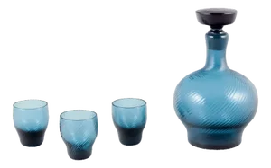 Swedish Glass Carafe with Cups by Signe Persson-Melin, 1970s, Set of 4