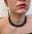 Round Circle Black Onyx with Rose Cut Diamond 18 Karat Gold Necklace, Earrings For Sale - Image 11 of 18