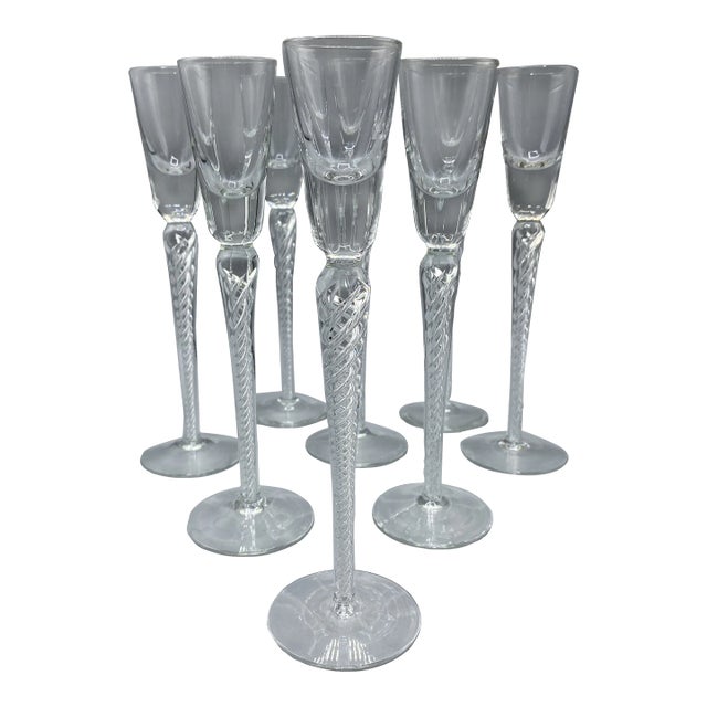 Bohemia Crystal Crystalex Boc270 Air Twist Aperitif/Cordial Glasses-Set of 8 For Sale