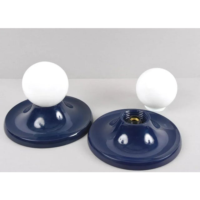 Mid-Century Italian Blue Metal Light Ball Sconce by Achille Castiglioni for Flos, 1960s For Sale - Image 15 of 18