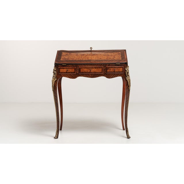 Louis XV Secretary Desk with Brass Accents, Rococo Style, France, 19th Century For Sale In Greensboro - Image 6 of 18