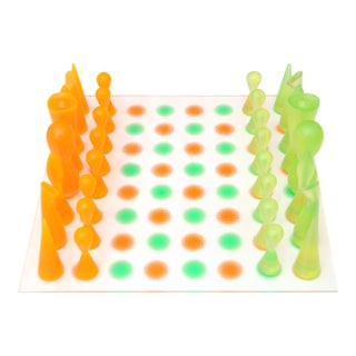 Karim Rashid Collector's Chess Set Orange, White, Chartreuse, 2001 For Sale