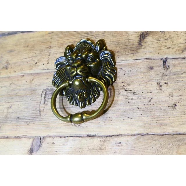 Gothic Lions Mask Brass Door Knocker, 1960 For Sale - Image 4 of 7
