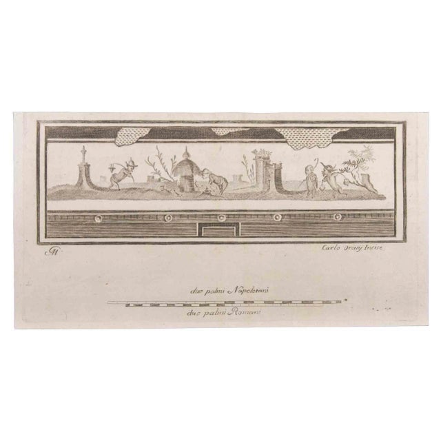 Carlo Oraty, Landscape with Figures and Animals, Etching, 18th Century For Sale