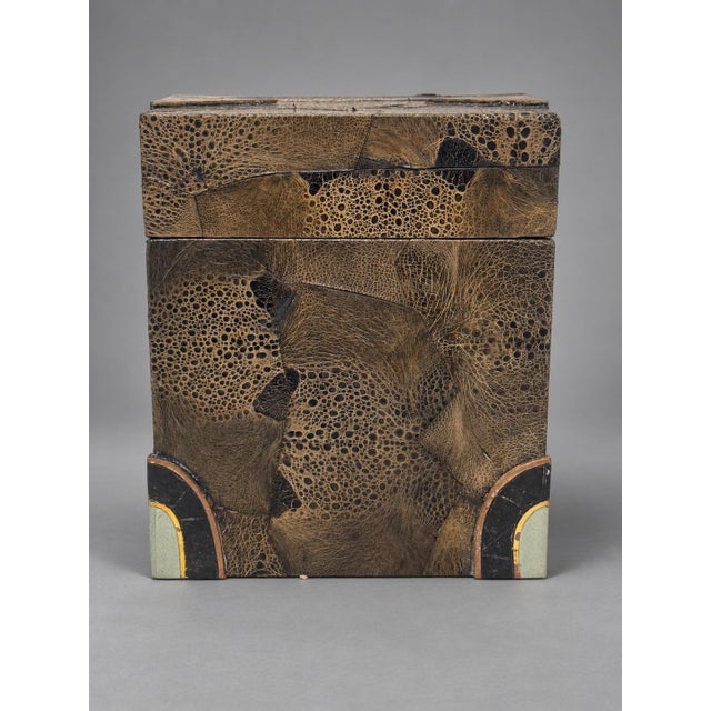 Art Deco Unusual R&y Augousti Python & Mixed Stone Covered Box, Karl Springer Style For Sale - Image 3 of 11