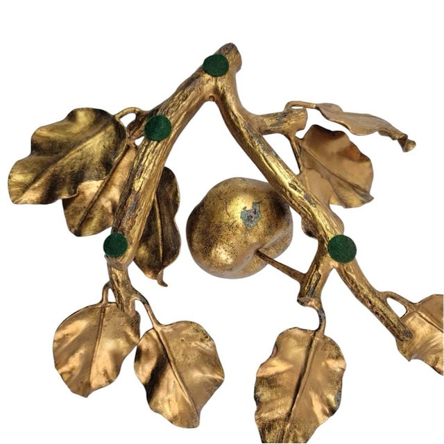 Vintage Italian Gilt Tole Apple on Branch Fruit Toleware Life / Full Size Figure Object For Sale In Dallas - Image 6 of 6