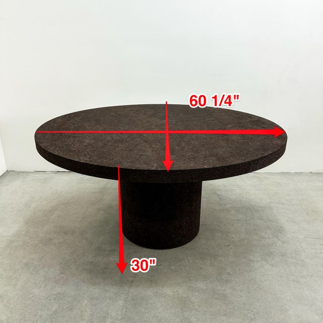 Vintage 70s Chocolate Brown Cork Round Dining Table – MCM Postmodern Retro 80s For Sale - Image 10 of 10