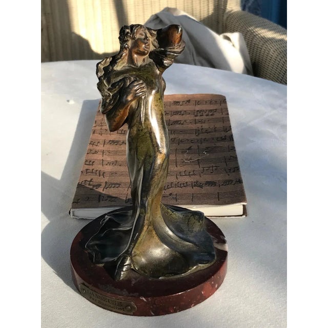 Brown Art Nouveau Bronze Sculpture of Dancer by P.L. Dusouchet, France, 1910s For Sale - Image 8 of 9