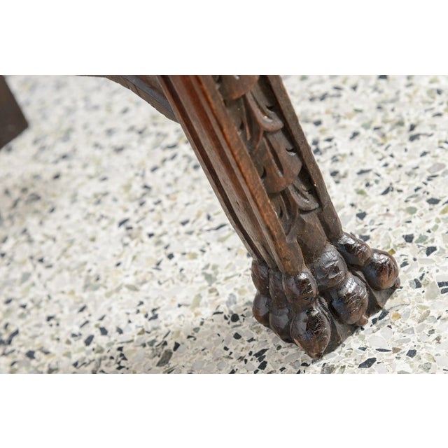 Brown Carved European Hall Bench For Sale - Image 8 of 8