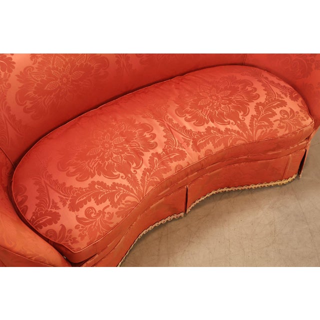 Wood Hickory Chair Company Pair Of Custom Upholstered Silk Damask Sofas For Sale - Image 7 of 18