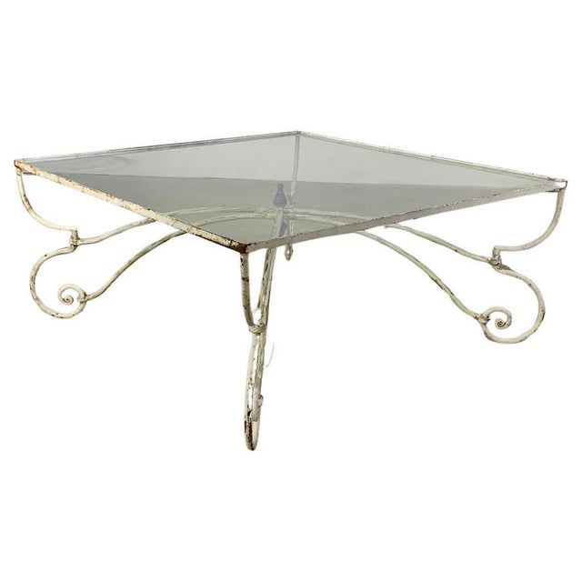 Iron Coffee Table with Square Transparent Glass Top, France, 1960s For Sale - Image 10 of 10