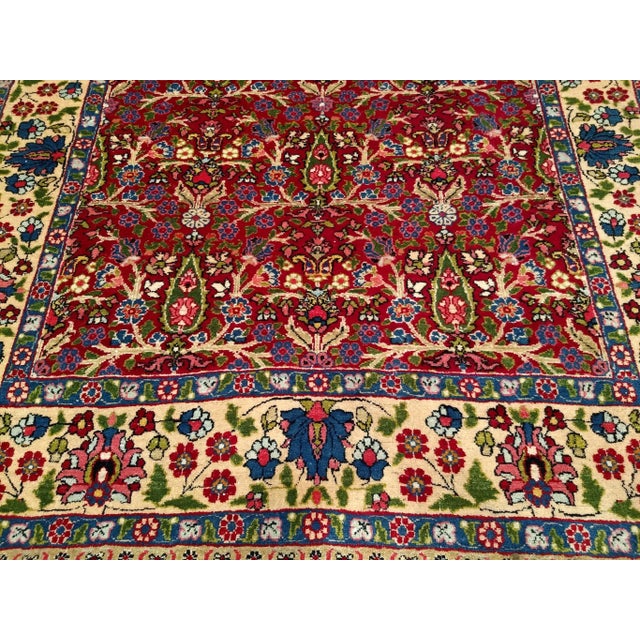 Vintage Persian Tabriz Area Rug, Handwoven All Over Tree of Life Pattern, Red & Yellow, 5’ X 7’ For Sale - Image 10 of 12