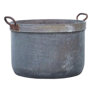 Large Weathered Patinated Copper Planter Kettle For Sale