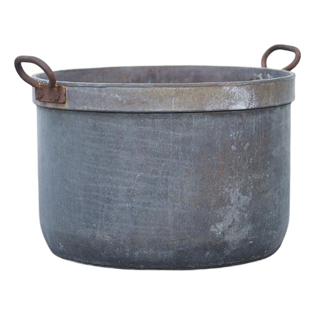 Large Weathered Patinated Copper Planter Kettle For Sale